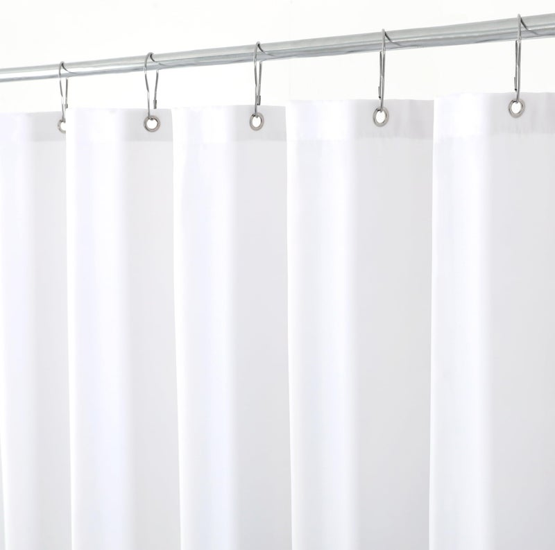 Biscaynebay Extra Long Fabric Shower Curtain Liners 72 Inch Width by 84 Inch Length, White Water Resistant Bathroom Curtains, Rust Resistant Grommets Top Weighted Bottom Machine Washable - Image 1